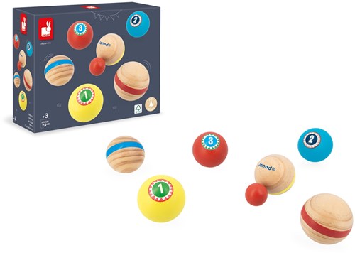 Janod wooden petanque game Applepop - colourful outdoor kids toy-3