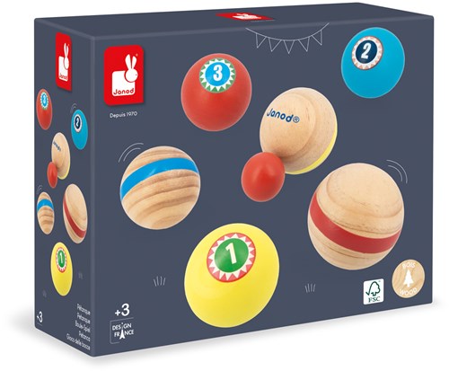 Janod wooden petanque game Applepop - colourful outdoor kids toy