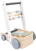 Janod Sweet Cocoon - Wooden push cart with ABC blocks and abacus