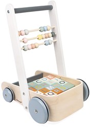 Janod Sweet Cocoon - Wooden push cart with ABC blocks and abacus
