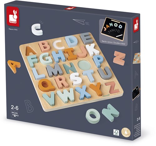 Janod wooden alphabet puzzle Sweet Cocoon - educational toy 26 pieces-3
