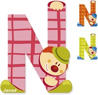 Janod wooden letter N - Clown decoration for kids room-2