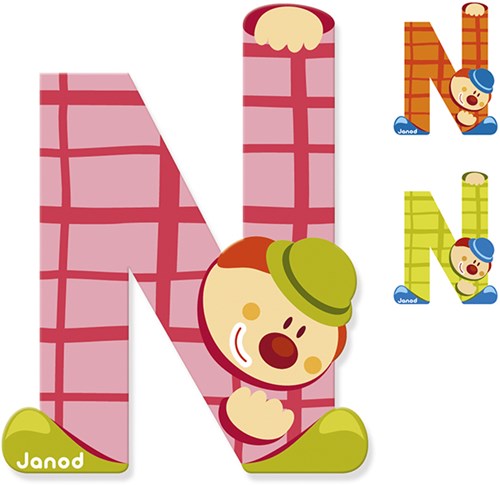 Janod wooden letter N - Clown decoration for kids room-2