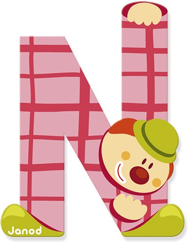Janod wooden letter N - Clown decoration for kids room