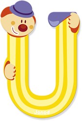 Janod wooden letter toy Clown Letter U magnetic yellow