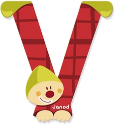 Janod wooden letter V clown magnetic toy decoration