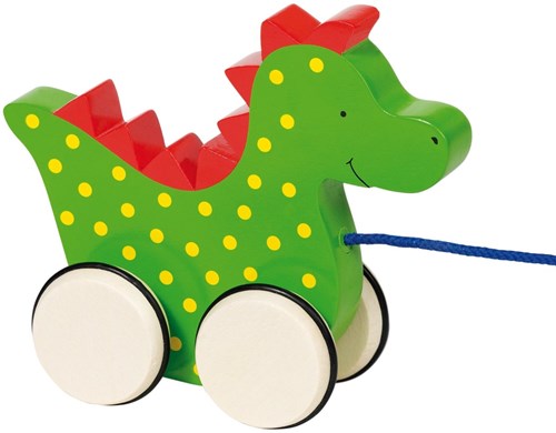 Goki wooden pull-along dragon Saro - educational toy green-2