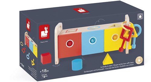 Janod shape sorter with keys - educational wooden toy-2