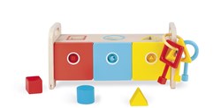 Janod shape sorter with keys - educational wooden toy