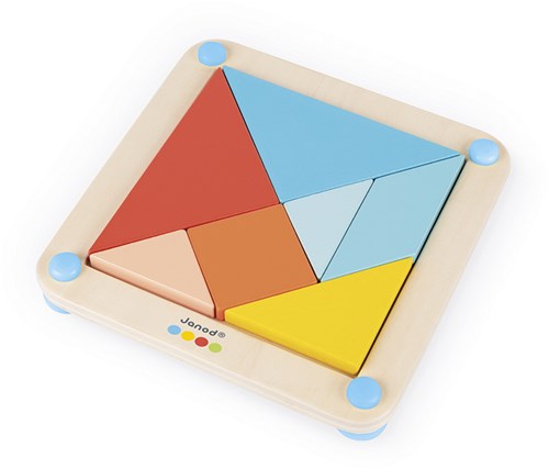 Janod tangram wooden educational toy - colorful puzzle for kids