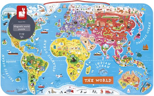 Janod Magnetic Board world map - Educational wooden toy English-2