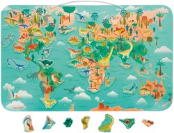 Janod wooden magnetic board dinosaur world map educational toy