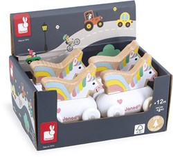 Janod wooden unicorn car - imaginative toy for children