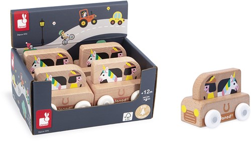 Janod wooden unicorn bus - fantasy toy for children-3