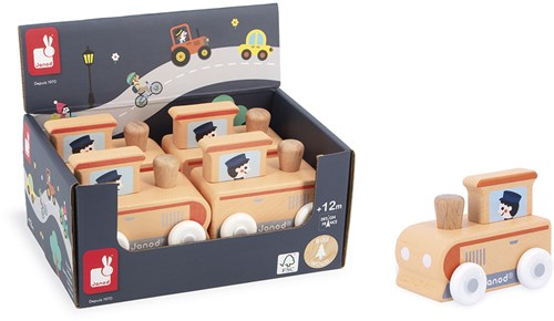 Janod wooden train - Crossroads - FSC toy - from 1 year - motor skills-3