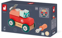 Janod Brico'Kids - Construction Set Wagon with Cat - Wooden Toy