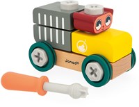 Janod Brico'Kids - Wooden building wagon with bear and blocks - Educational toy-3