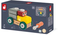 Janod Brico'Kids - Wooden building wagon with bear and blocks - Educational toy