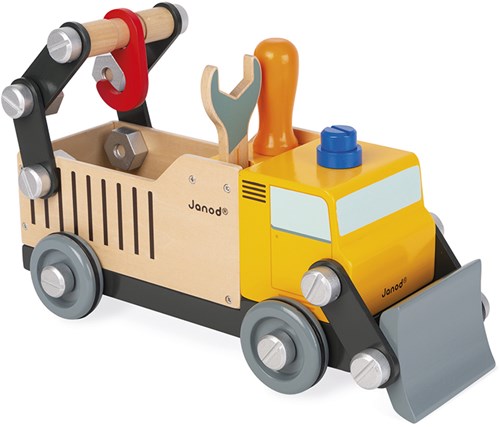 Janod wooden truck construction vehicle Brico Kids - toy road worker