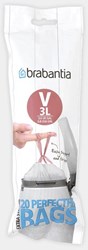 Brabantia bin liners trash bags 3 litre white - 20 pieces drawstring