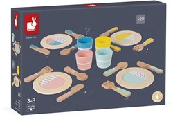 Janod wooden tableware - kids play kitchen and role play set