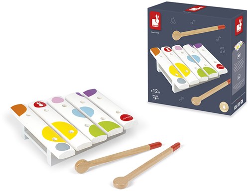 Janod wooden xylophone - mini Confetti musical instrument for kids-2