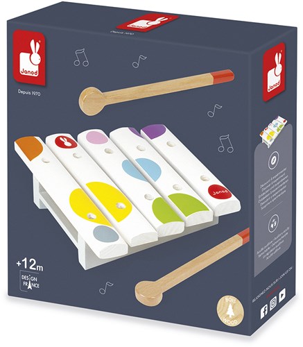 Janod wooden xylophone - mini Confetti musical instrument for kids-3