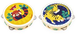 Janod tambourine musical instrument for children - colorful cardboard