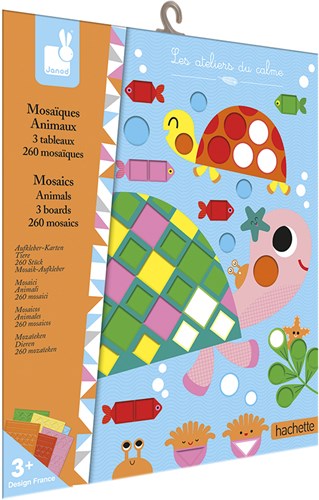 Janod mosaic animals craft set - creative animal mosaic toy for kids