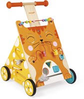 Janod wooden baby walker cat - activity push toy for toddlers-3