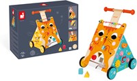 Janod wooden baby walker cat - activity push toy for toddlers-2