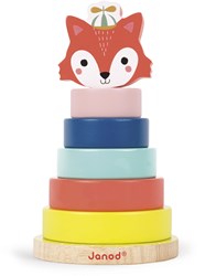 Janod wooden stacking tower fox - Baby Forest - colorful toy