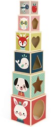 Janod wooden stacking tower - Baby Forest pyramid 6 blocks - educational toy