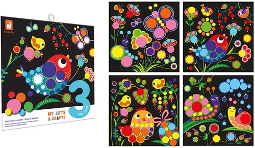 Janod Atelier - Sticker set round stickers - Creative craft toy for kids age 3+