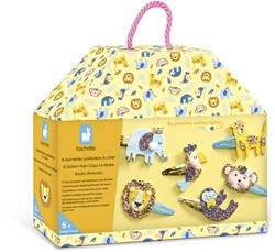 Janod craft set hair clips - glitter exotic animals - creative toy