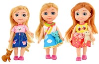 Doll Lily multicolor toy doll with dog - 16 cm