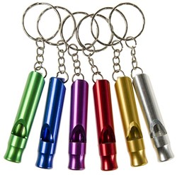 Keychain metal whistle black - toy gadget for kids