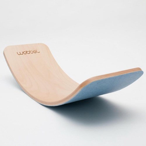 Wobbel balance board Starter with felt Sky blue FSC wood toy-2