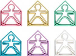 Dena silicone toy set - 6 kids 6 houses pastel colors