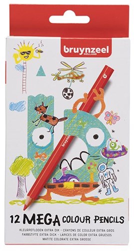 Bruynzeel Mega coloured pencils set 12 pieces - extra thick pencils