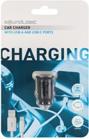 Car charger USB A USB C compact charger for on the go black