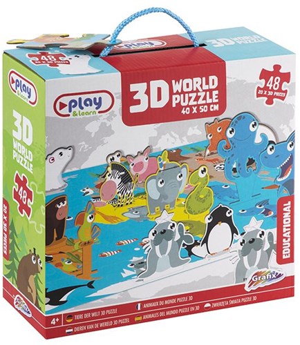 3D World Puzzle animals educational toy 40x50 cm colorful for kids-2