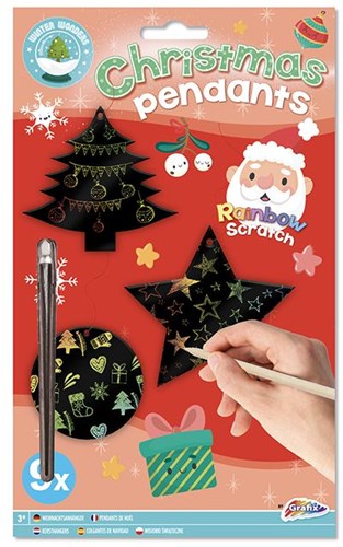 Grafix Christmas ornaments rainbow scratch paper 9 pieces craft set tree