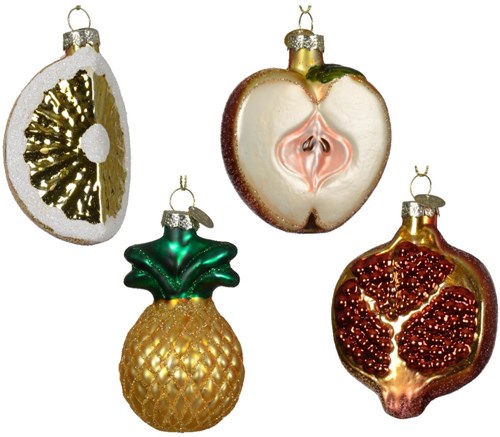 Decoris Christmas decoration fruit glass 7cm - glass fruit ornament festive design