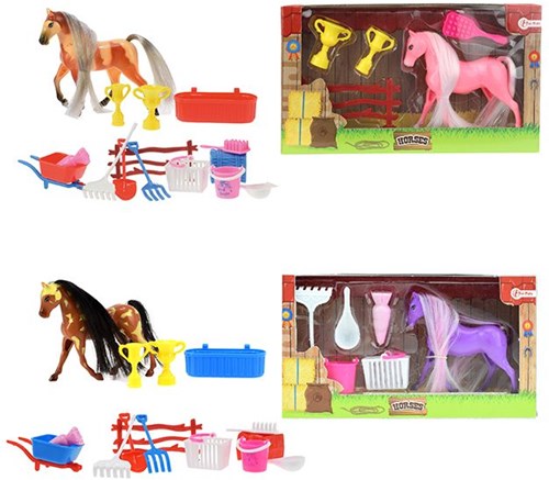 Horse beauty set toy set brown - horse grooming set