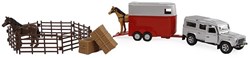 Kids Globe toy Land Rover with horse trailer and accessories 1:32