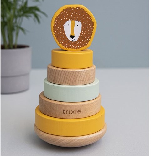 Trixie wooden stacking tower - educational toy Mr. Lion yellow FSC wood-3