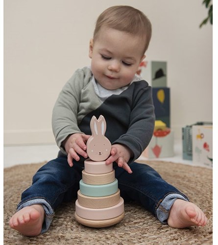 Trixie wooden stacking tower Mrs. Rabbit - educational FSC toy pink-2