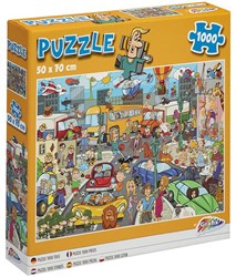Comic puzzle city life jigsaw 1000 pieces colorful city scene