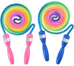 Rainbow skipping rope toy jump rope with plastic handles